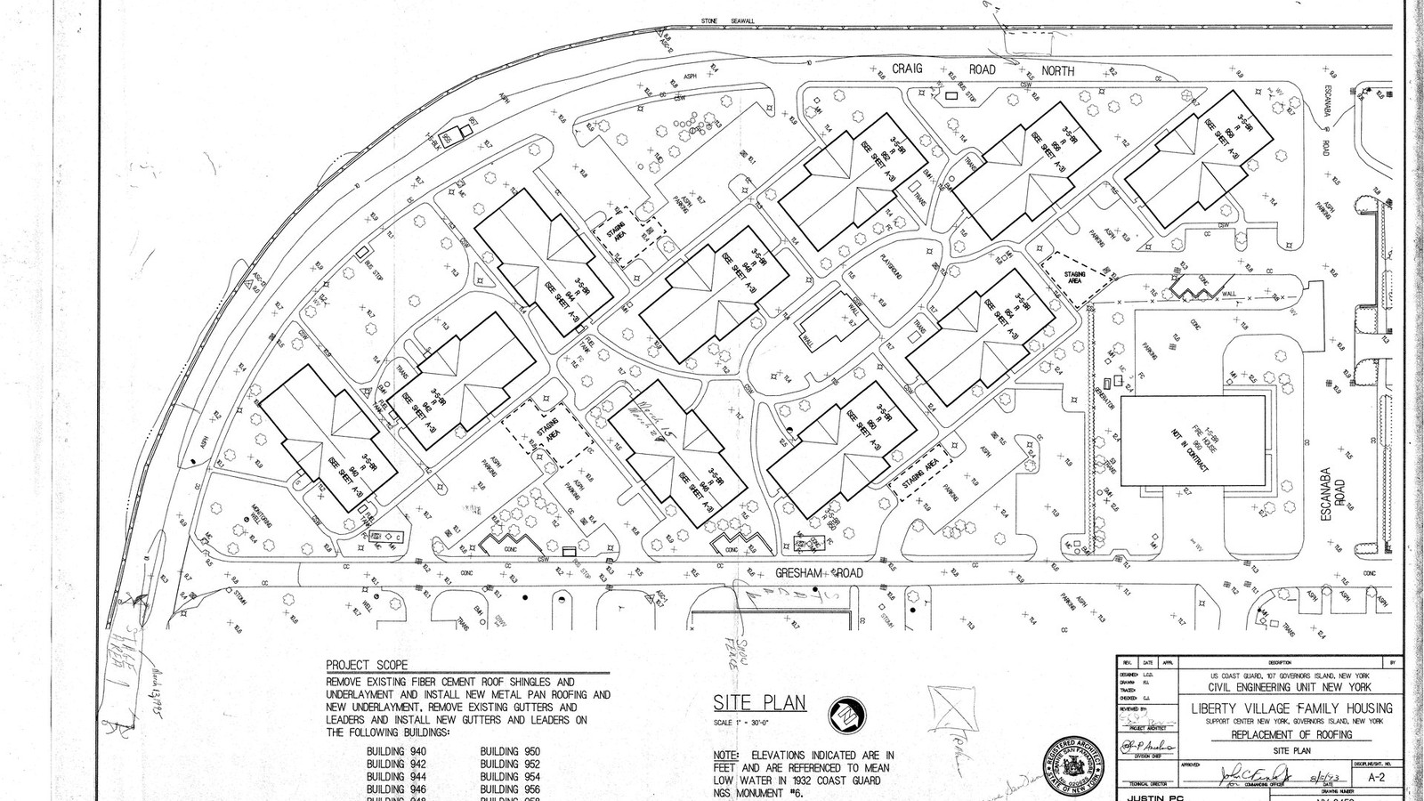Illustrative photograph titled: Liberty Village Family Housing Replacement of Roofing Site Plan, August 5, 1993 - DPLA - 1aac46561aec873afe6e86c62ae8cb6c
