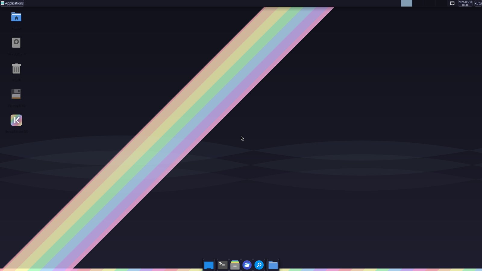 The kutu OS XFCE desktop