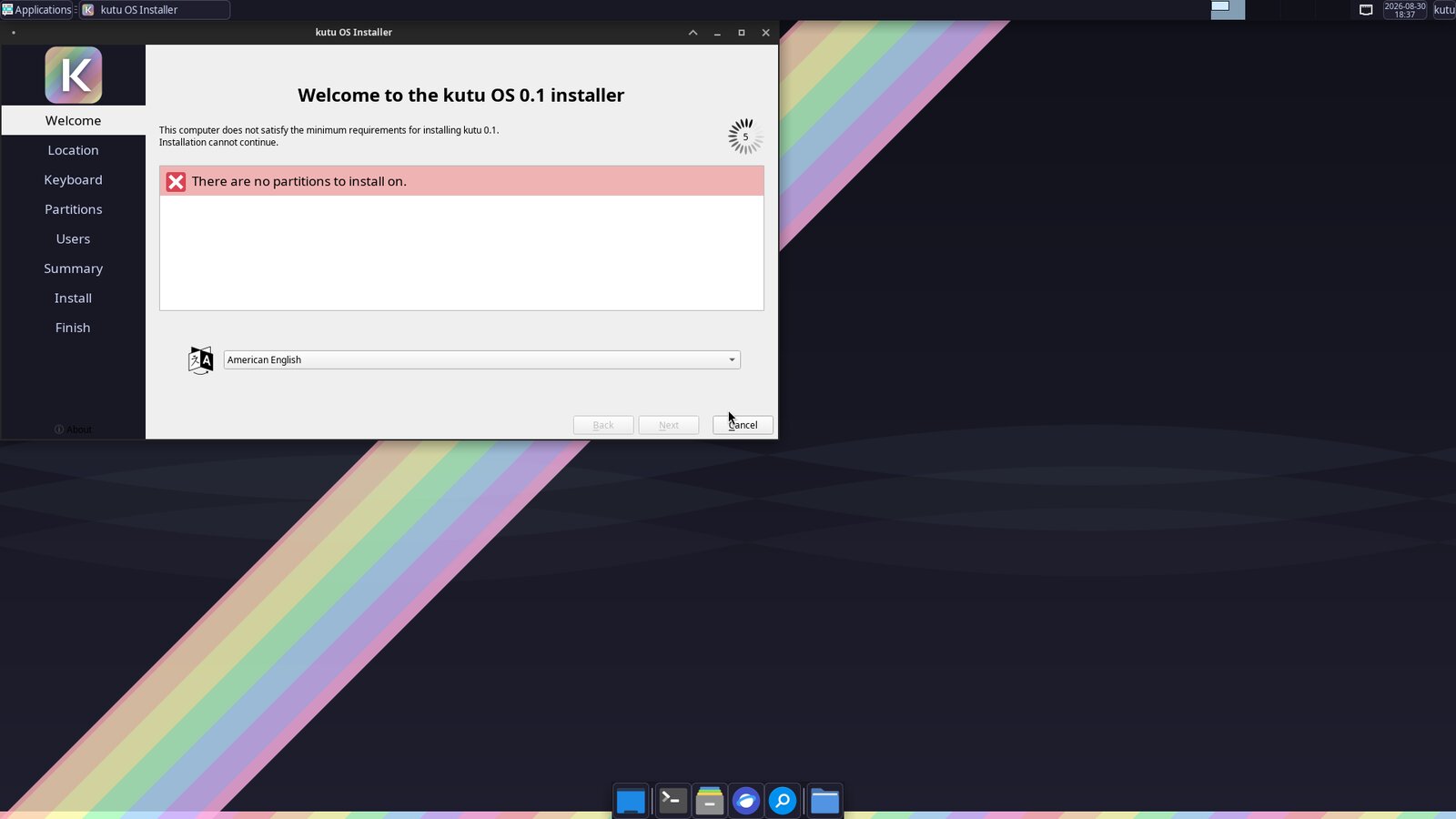 The kutu OS installer
