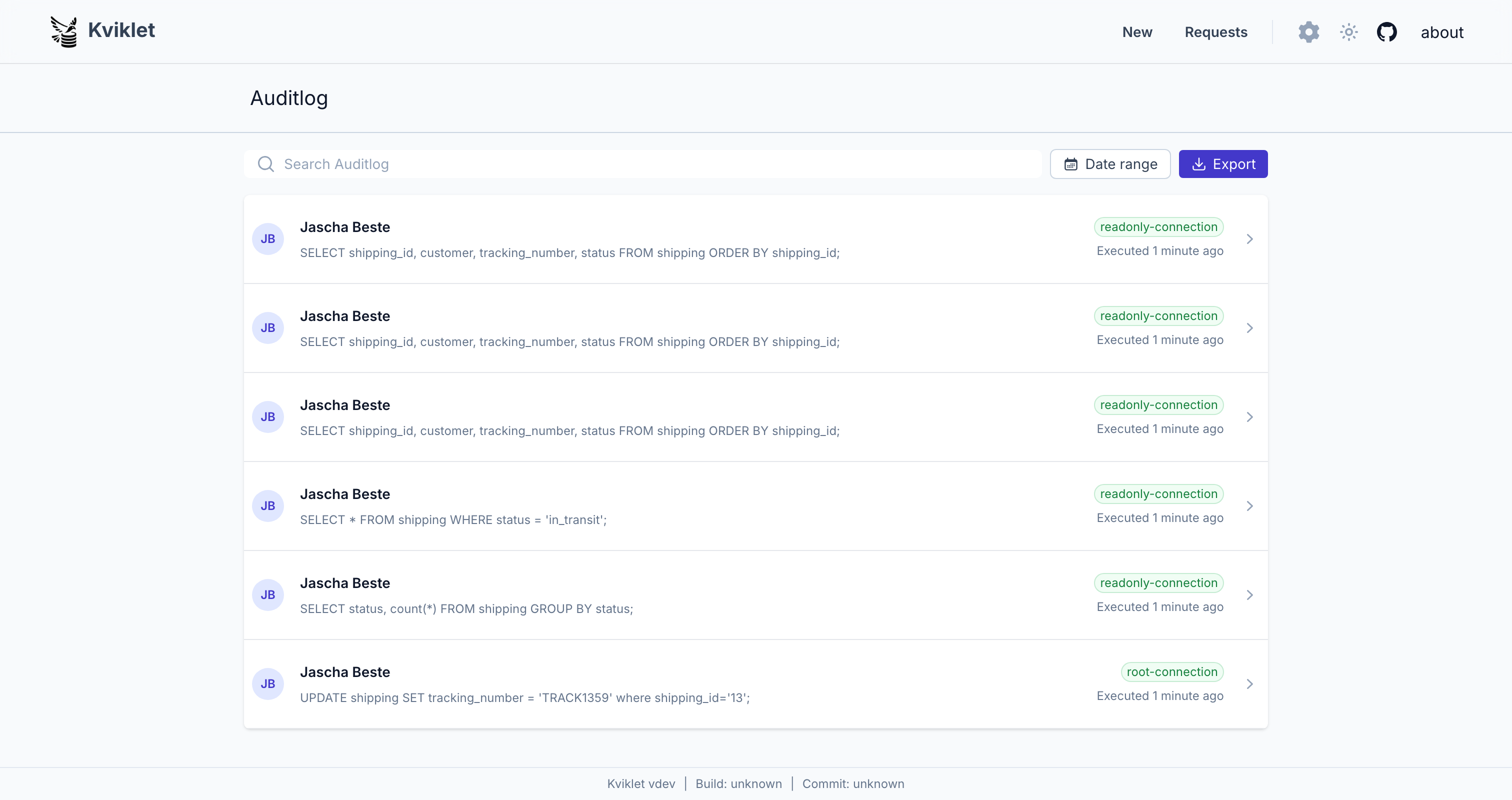 audit log
