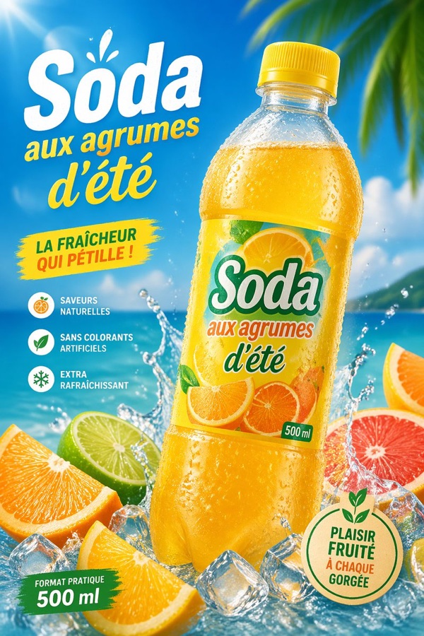 Tropical citrus soda ad prompt case
