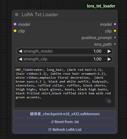 LoRA Txt Loader node with trigger words auto-filled