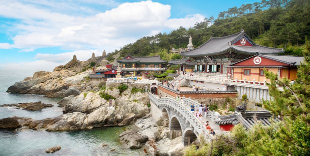 Haedong Yonggungsa temple on the rocks by the sea