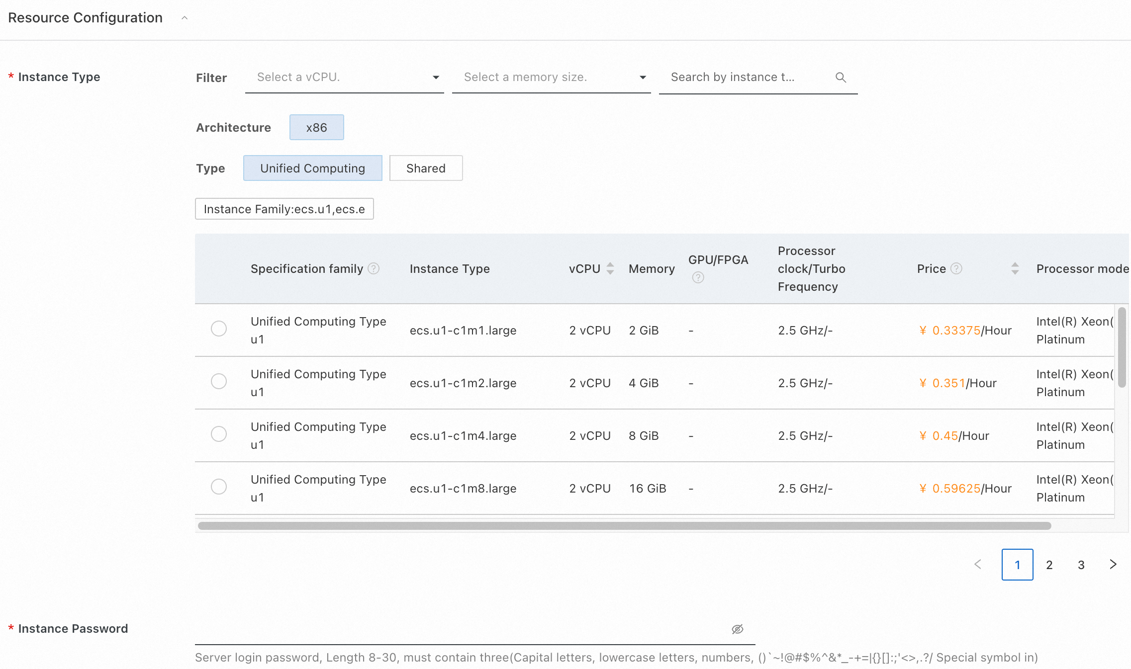 ECS instance configuration