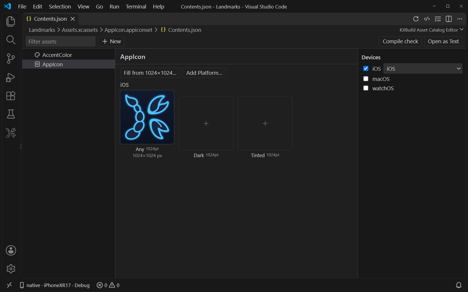Asset catalog editor