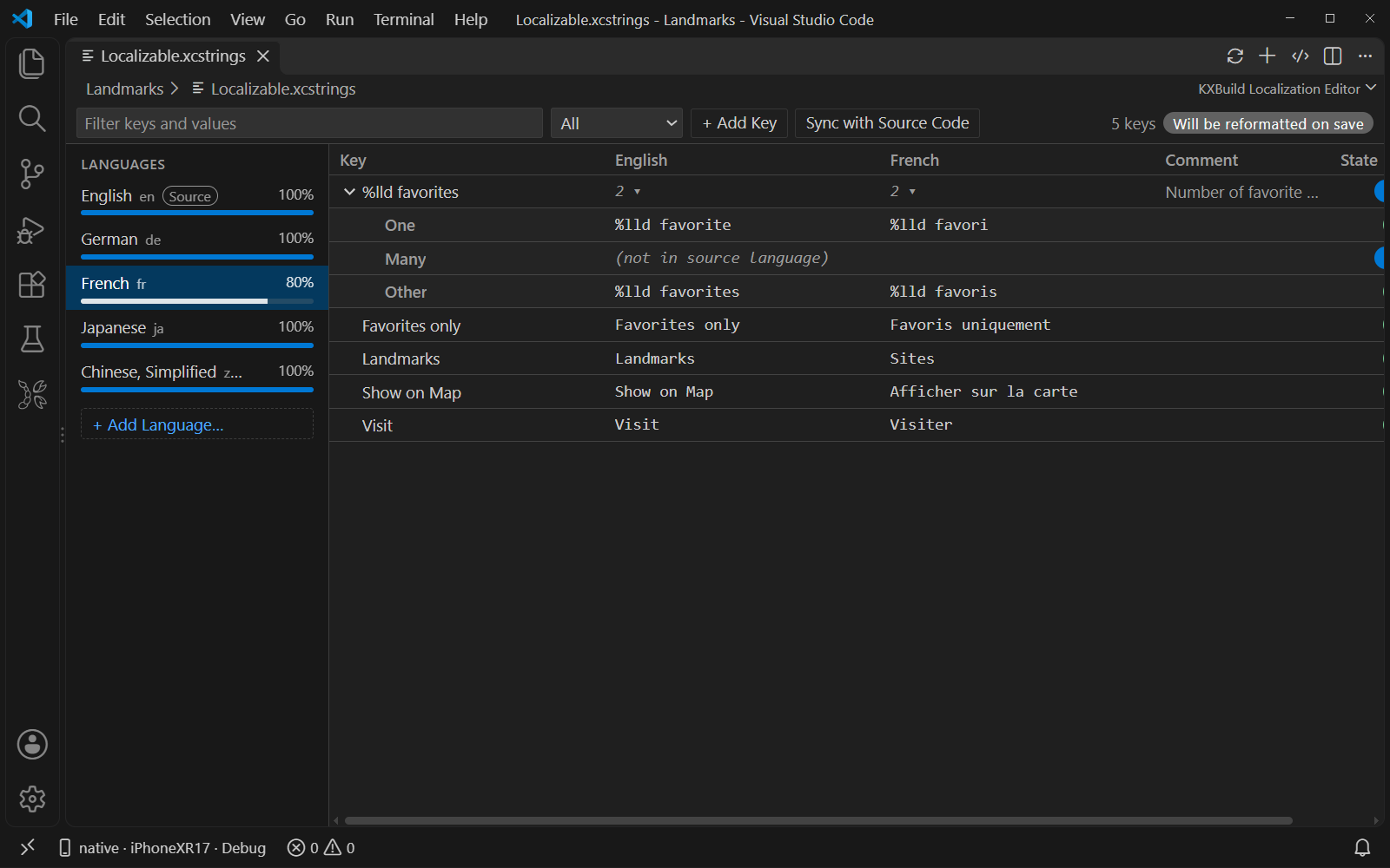 String Catalog editor