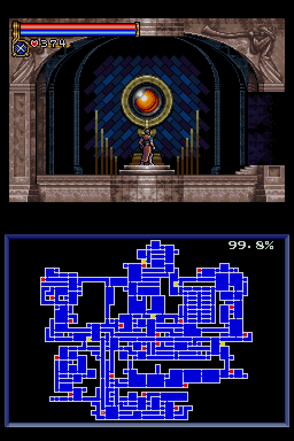 Castlevania: Circle of the Moon with its map