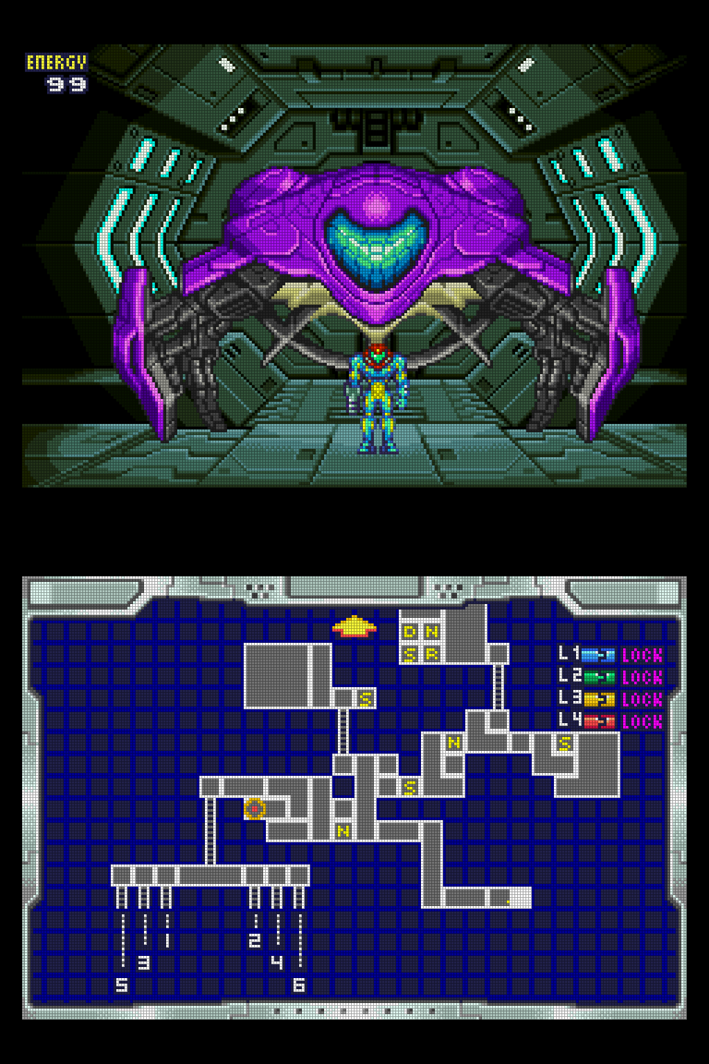 Metroid Fusion with its map