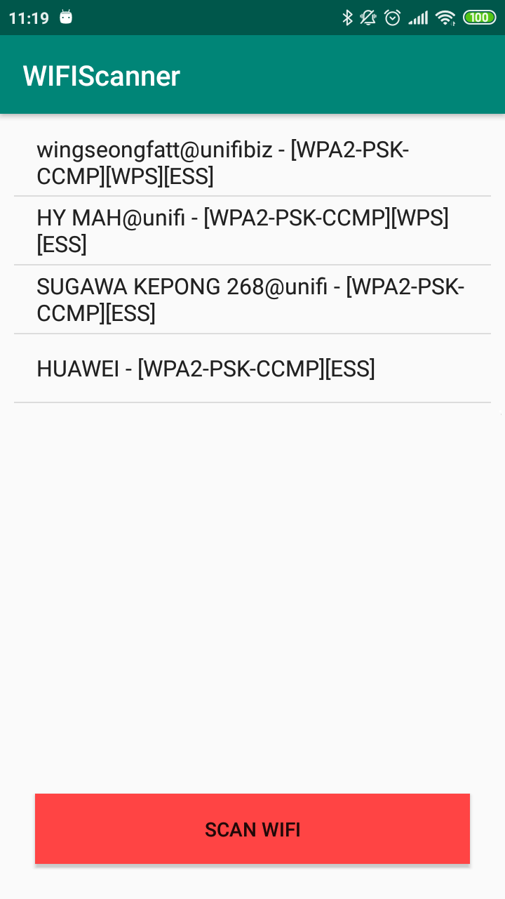 WIFI Scanner App Screenshot