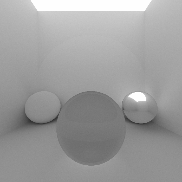 Box demonstrating specular, diffuse, and refractive surfaces