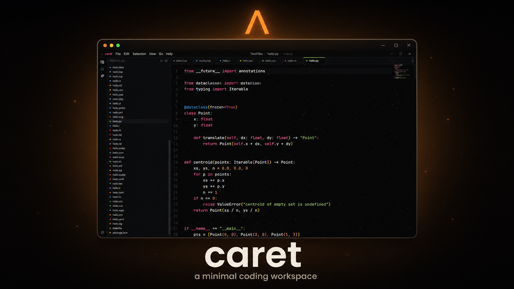 caret screenshot