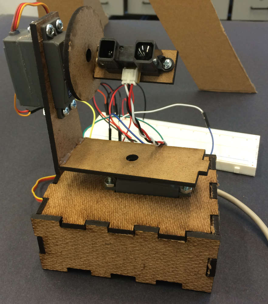 IR rangefinder on pan-tilt base