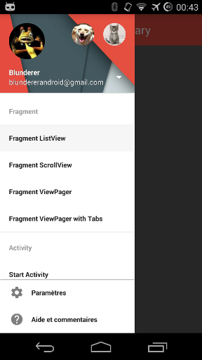 NavigationDrawer with Accounts