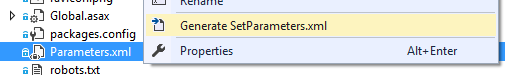 Parameters Xml Context Menu