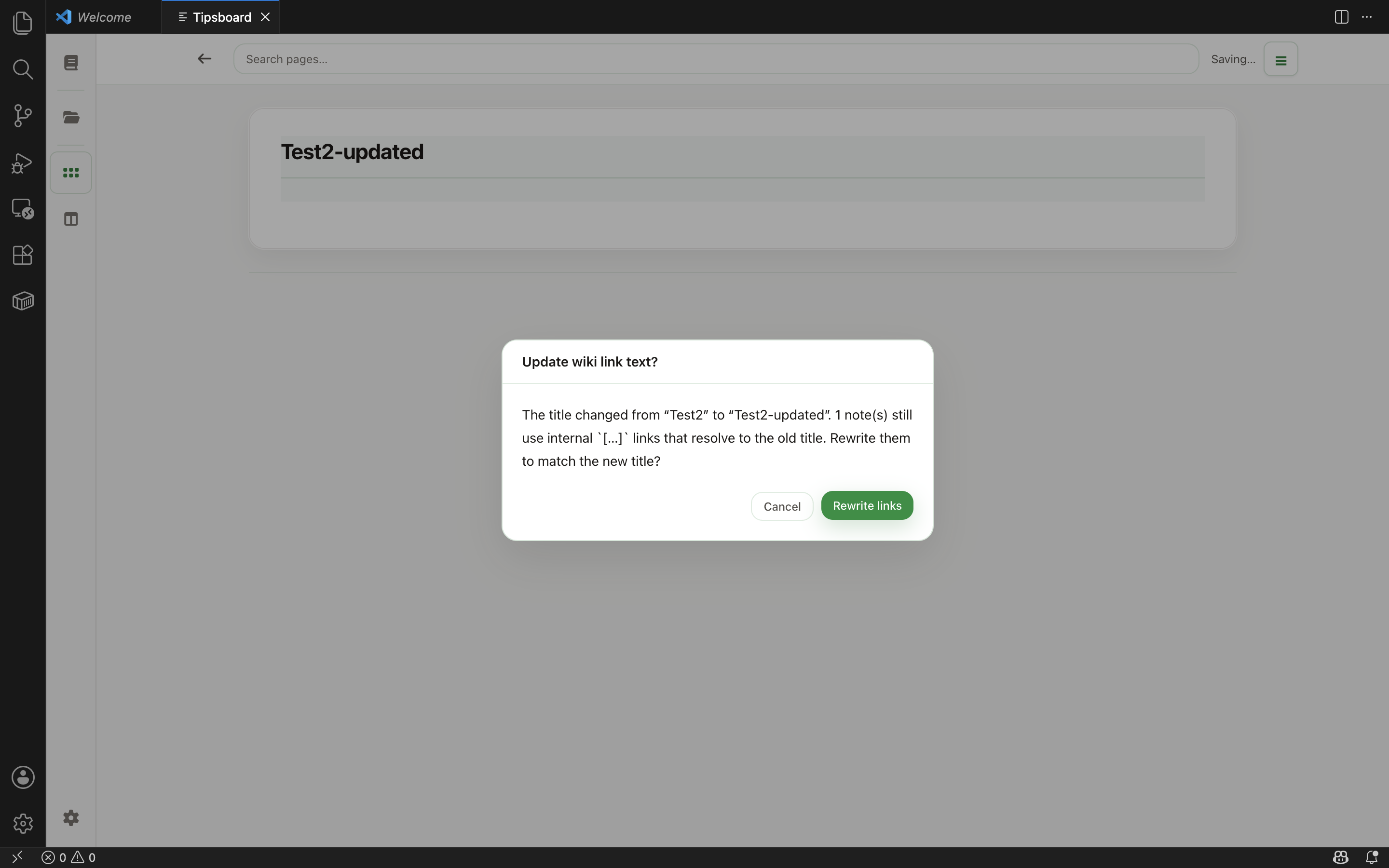 Confirm updating wiki link labels after a title changes