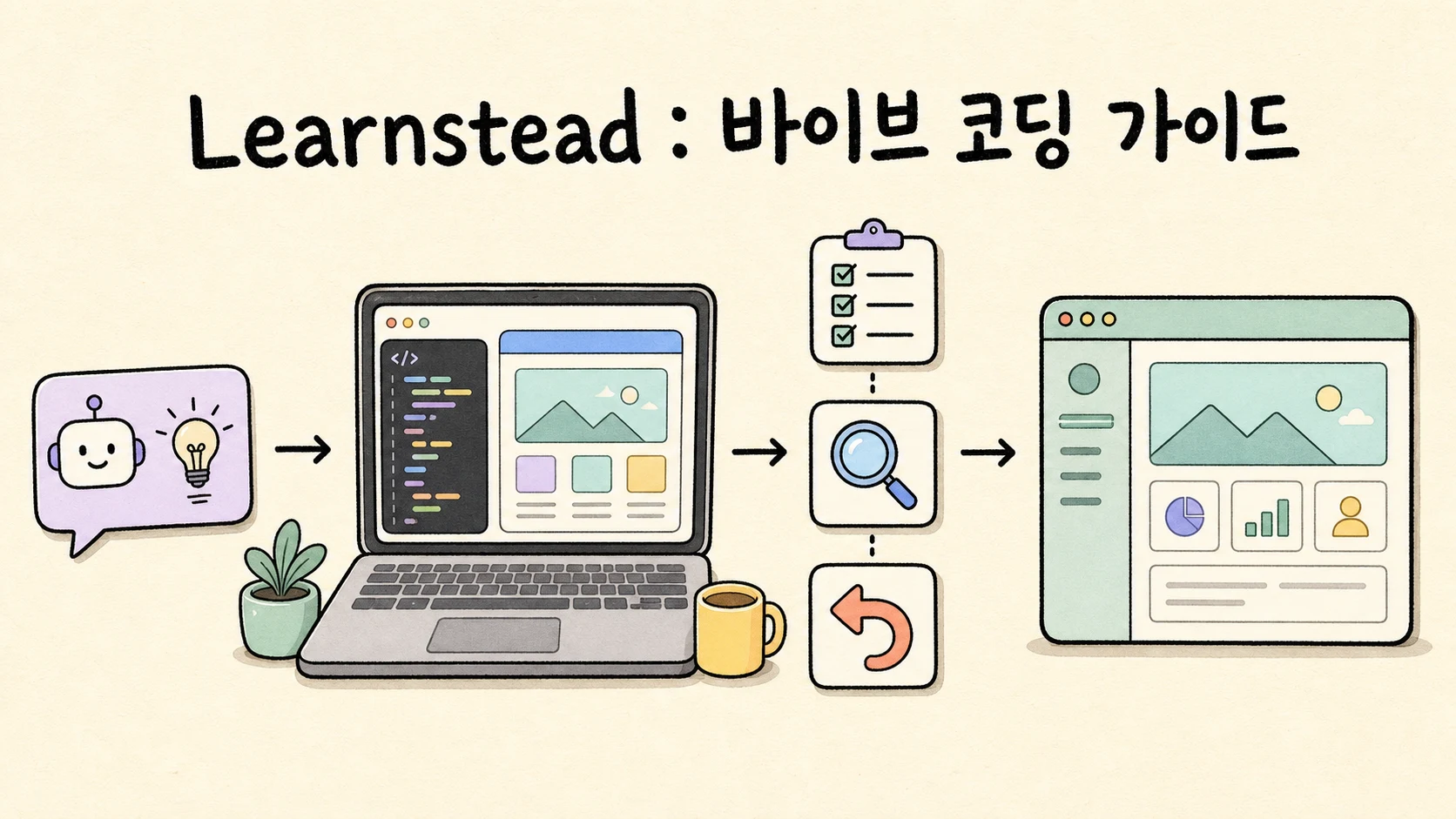자연어로 설명한 아이디어를 계획·확인·복구를 거쳐 앱으로 만들어 가는 바이브 코딩 가이드