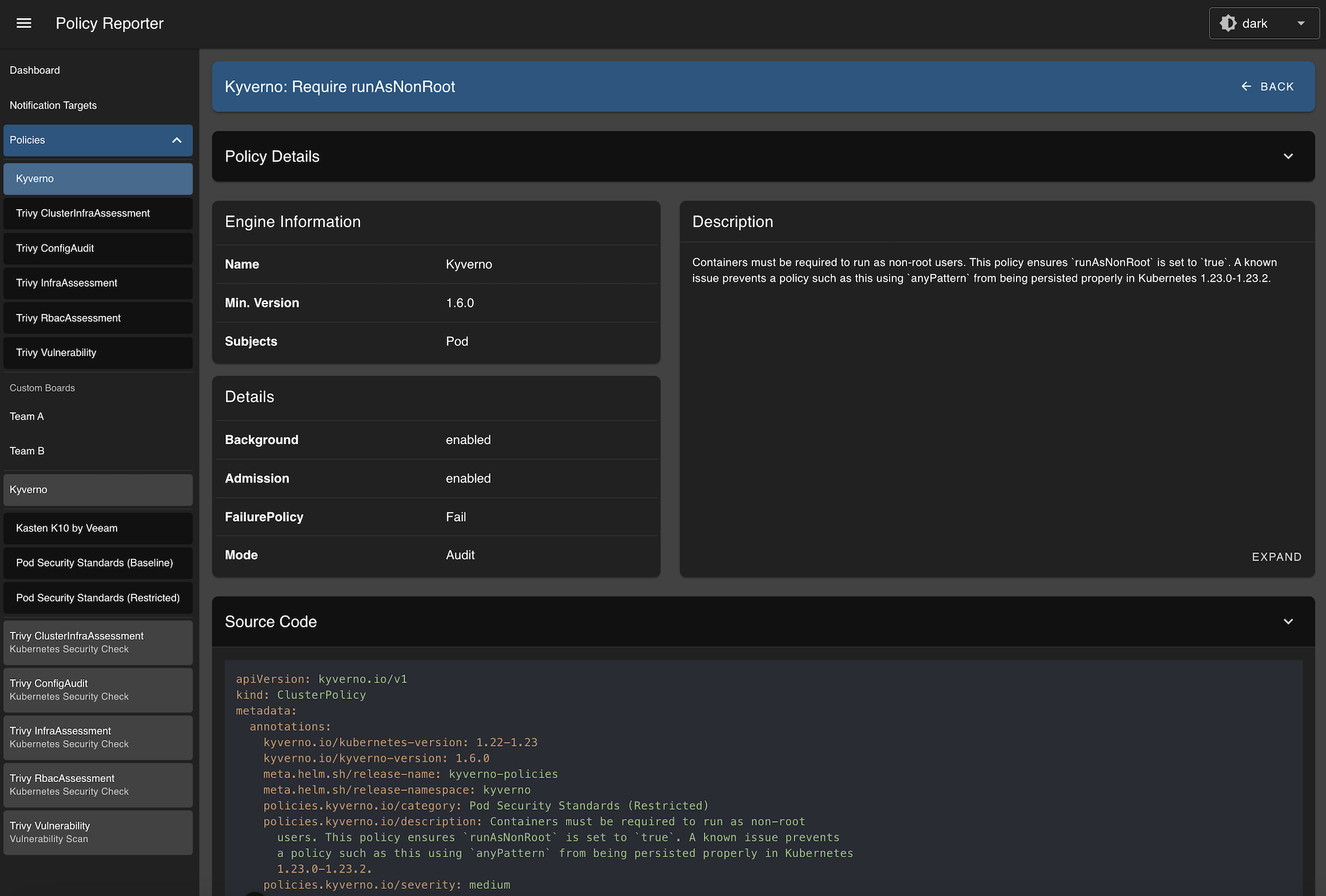 Kyverno Policy Details