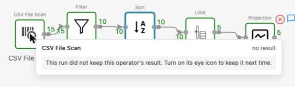 Hovering an operator whose result was not kept
