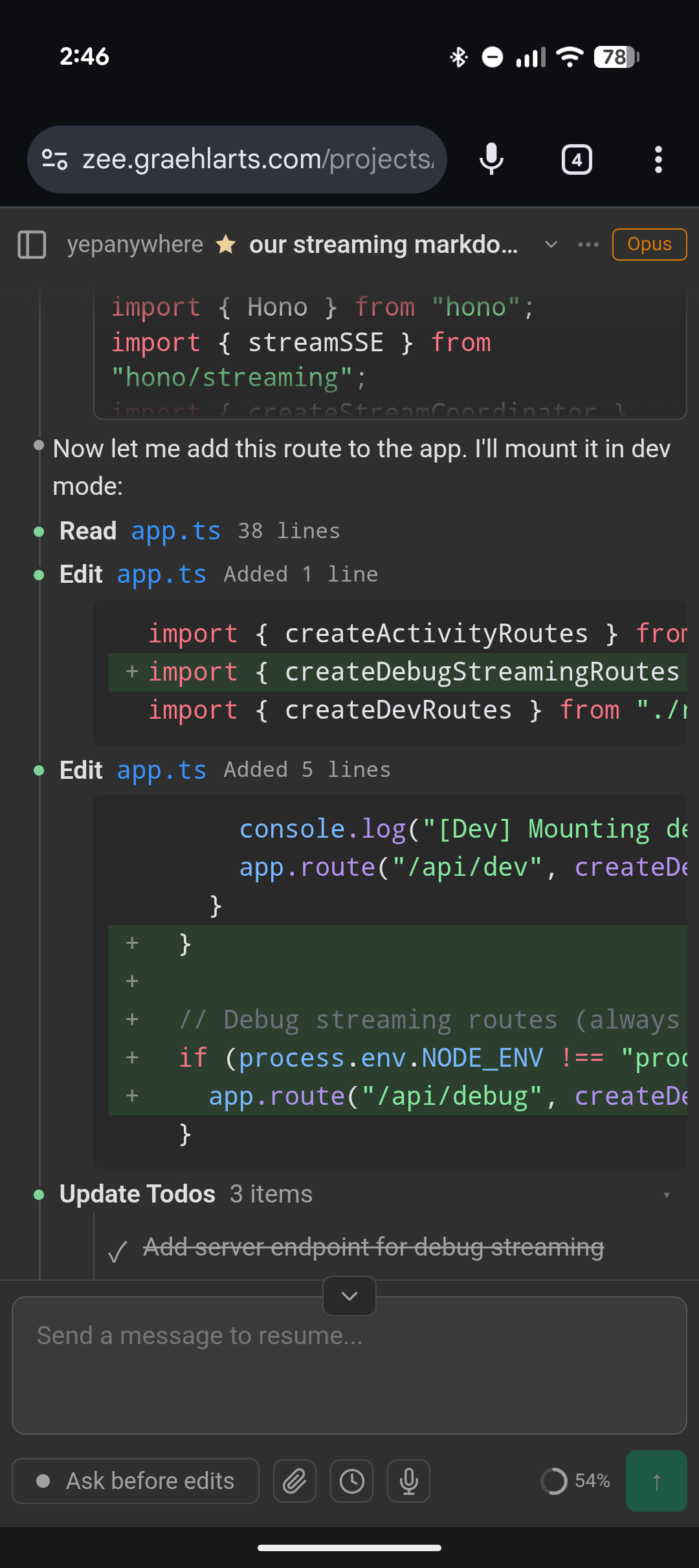 Mobile diff view