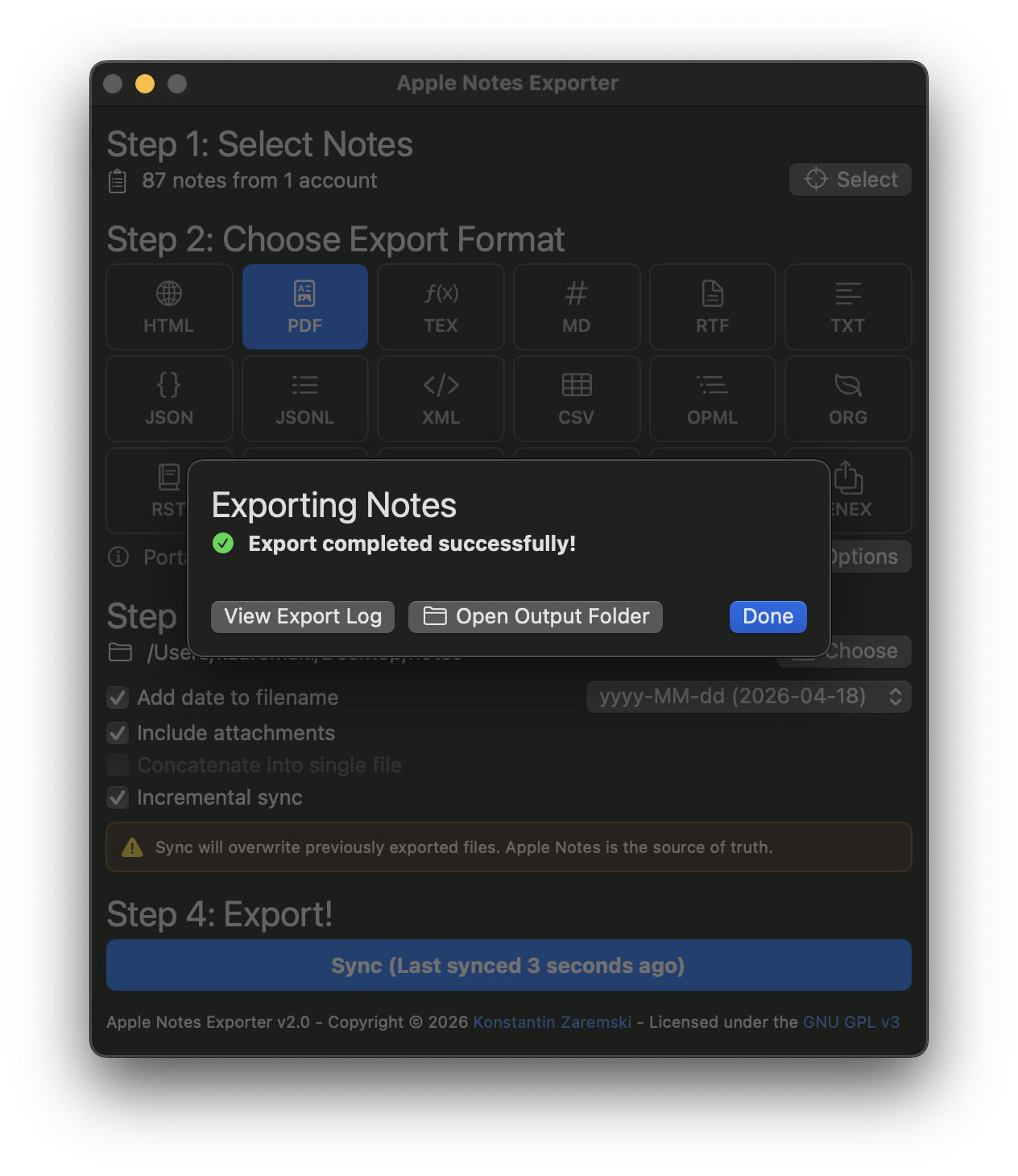 Export Complete