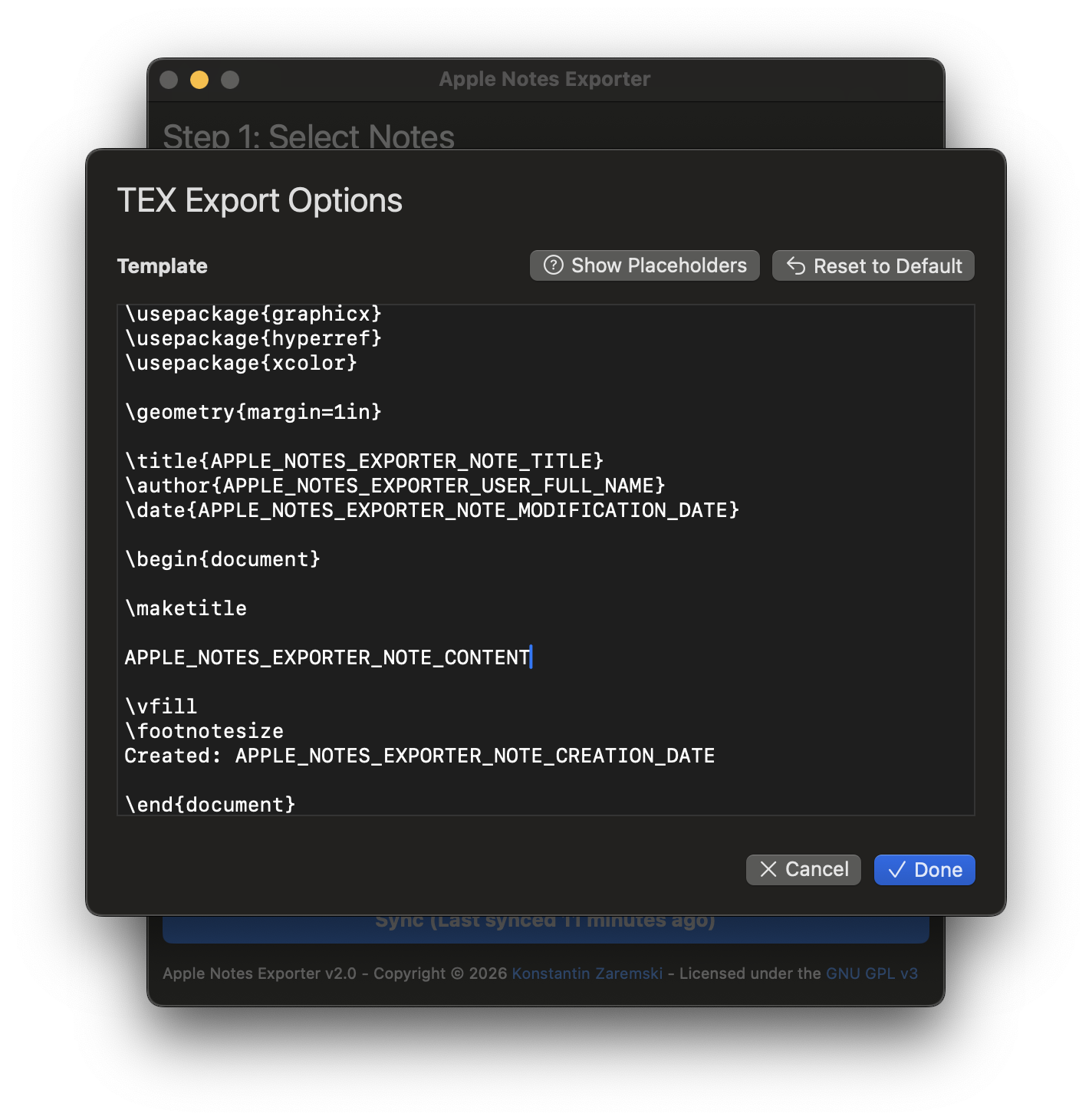LaTeX Options