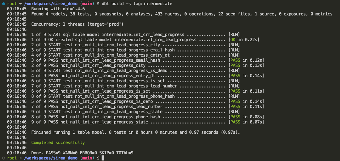 Build intermediate models