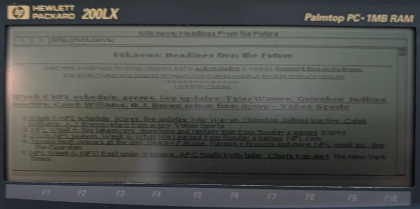 68k.news running on the HP 200LX