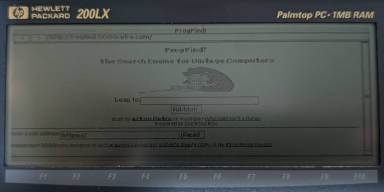 FrogFind running on the HP 200LX