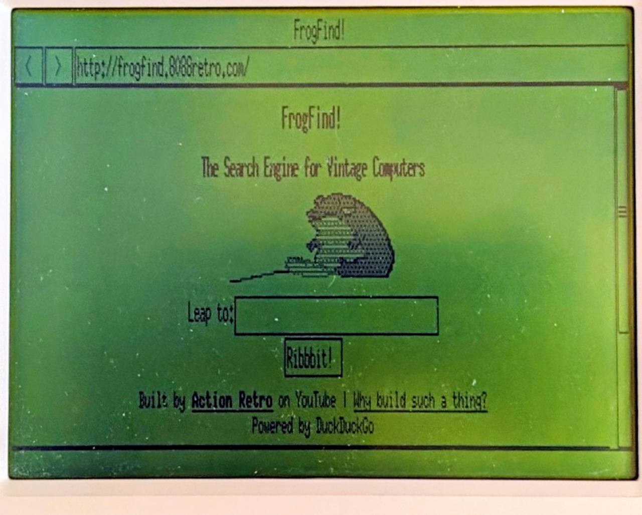 ELKSWeb displaying FrogFind on the Amstrad PPC 512 LCD