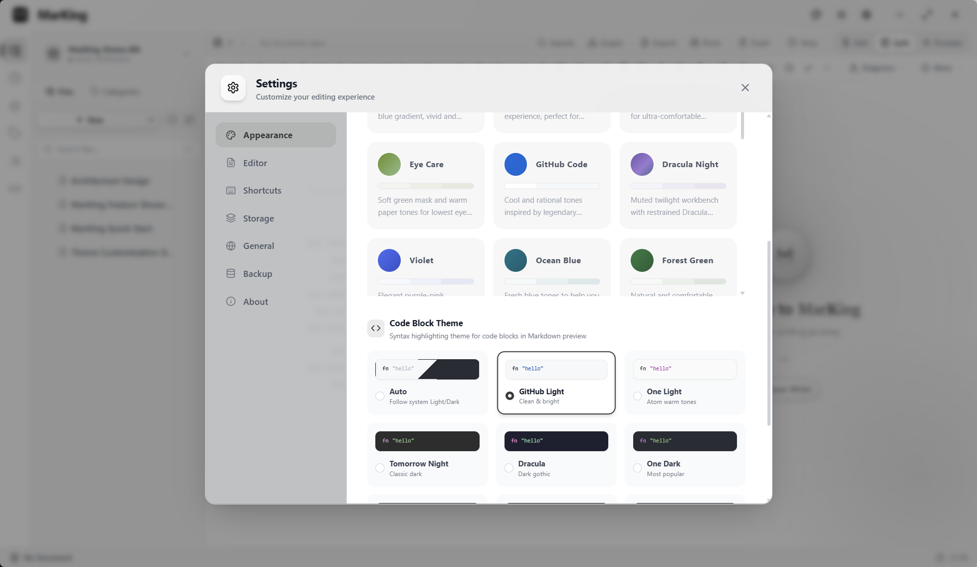 MarKing Code Theme Settings