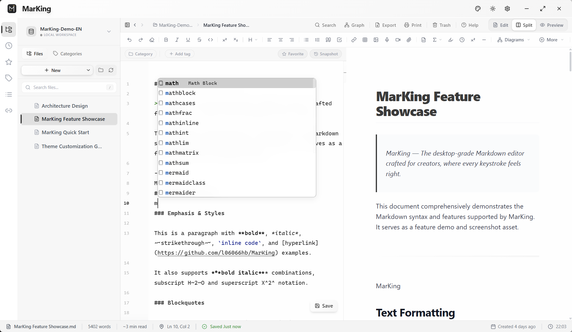 MarKing Editor - Smart Completion and Code Snippets