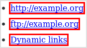 Screenshot of insecure links