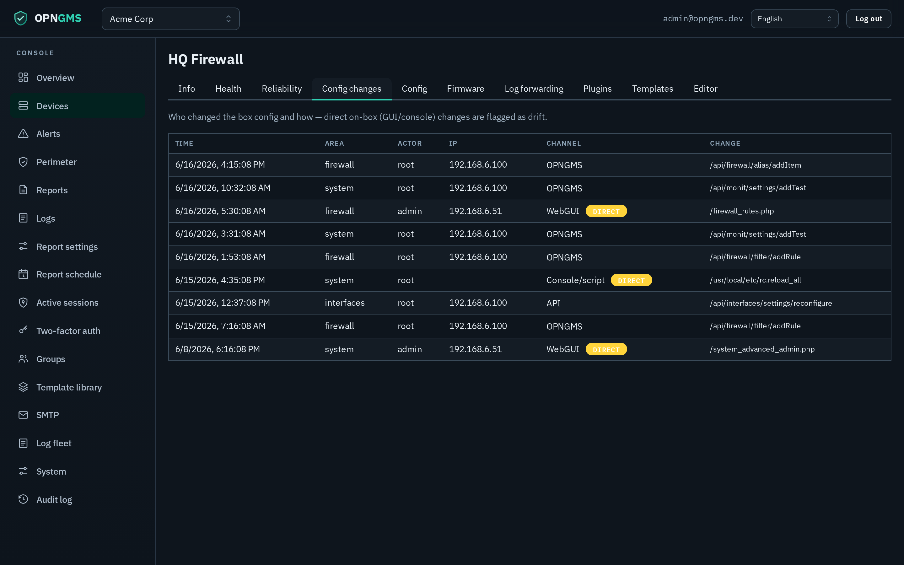 Config changes
