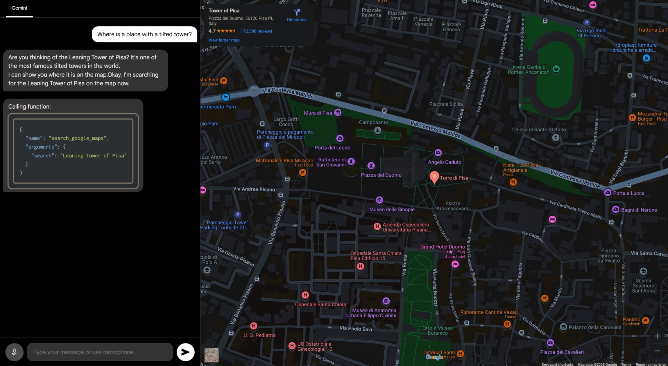 Google Maps MCP demo