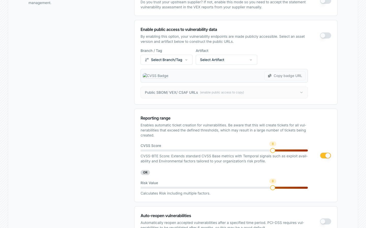 Select Risk Reporting Range