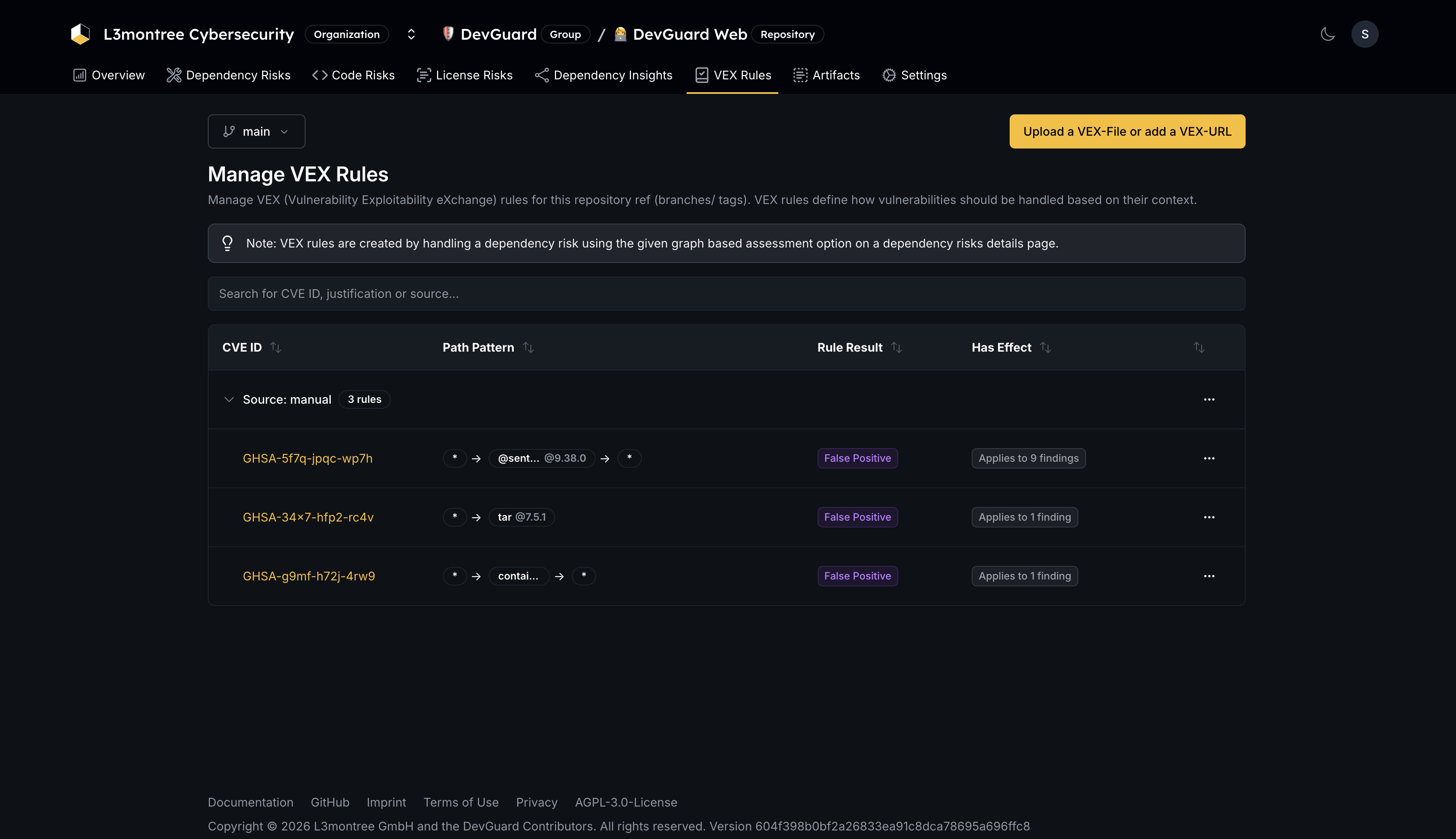 VEX rules for triage at scale