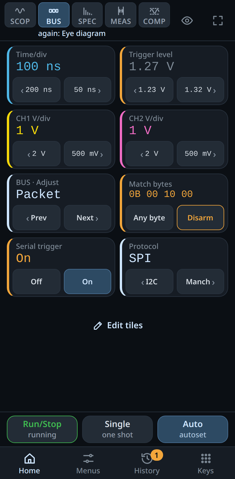 Phone remote in BUS: the match bytes and serial trigger tiles