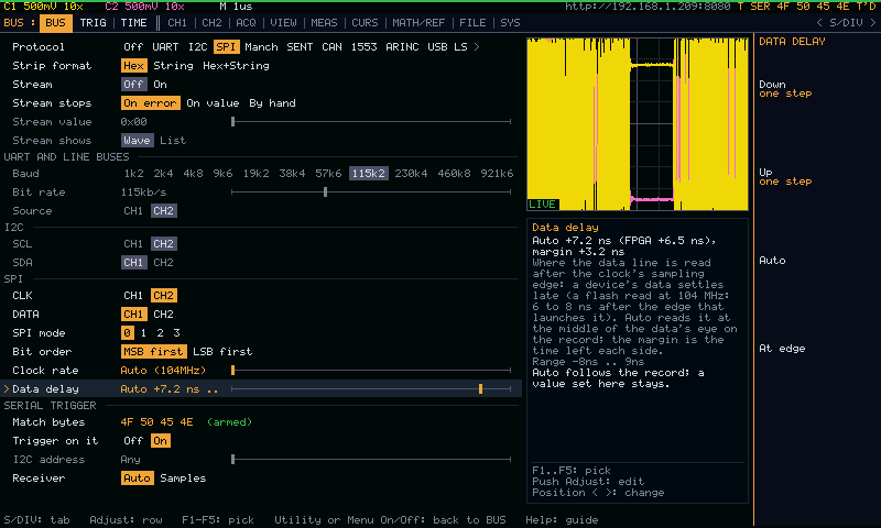 The BUS sheet: Data delay Auto with the eye's margin, the clock rate and the receiver