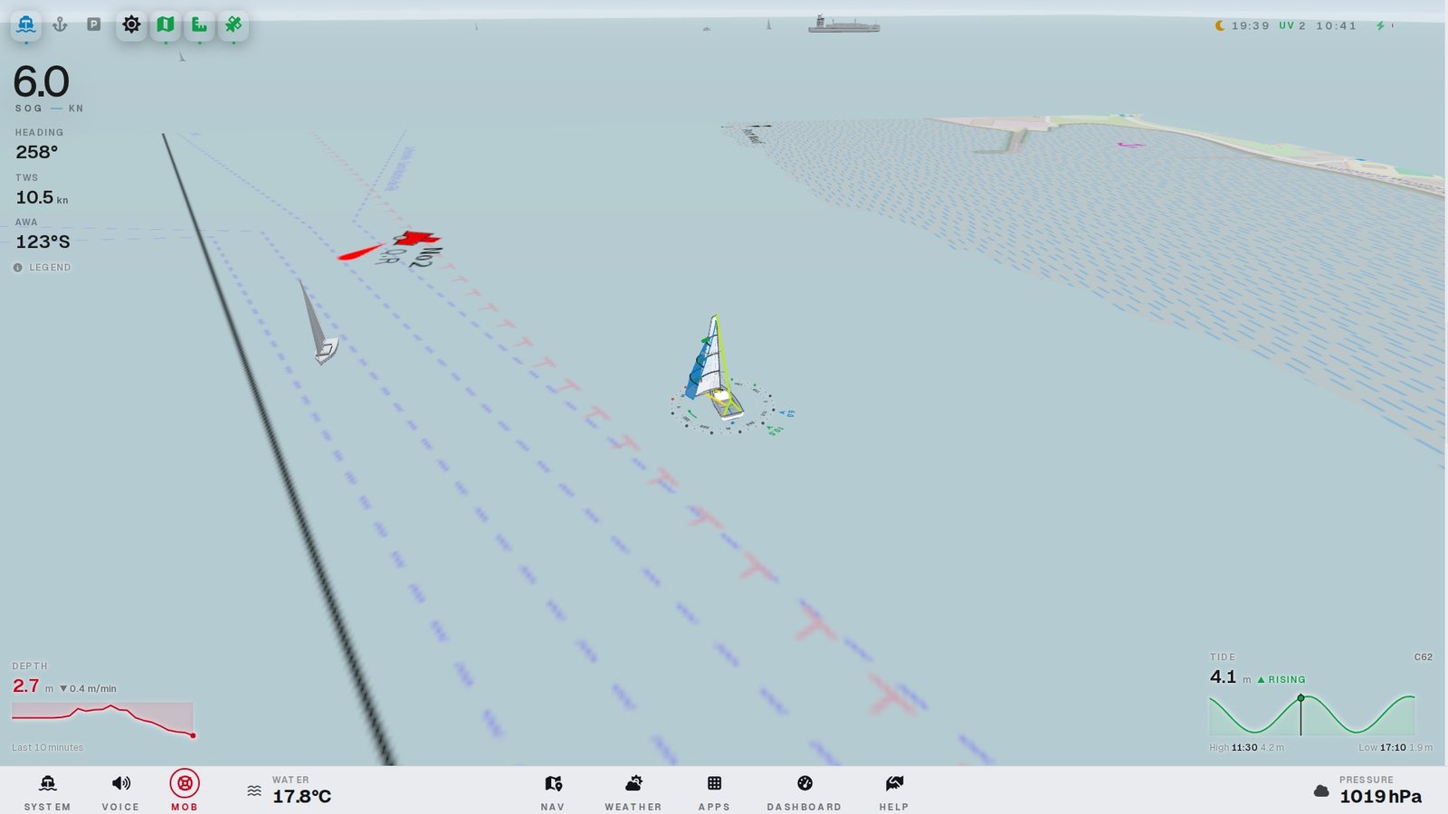 Live chart with buoyage and AIS