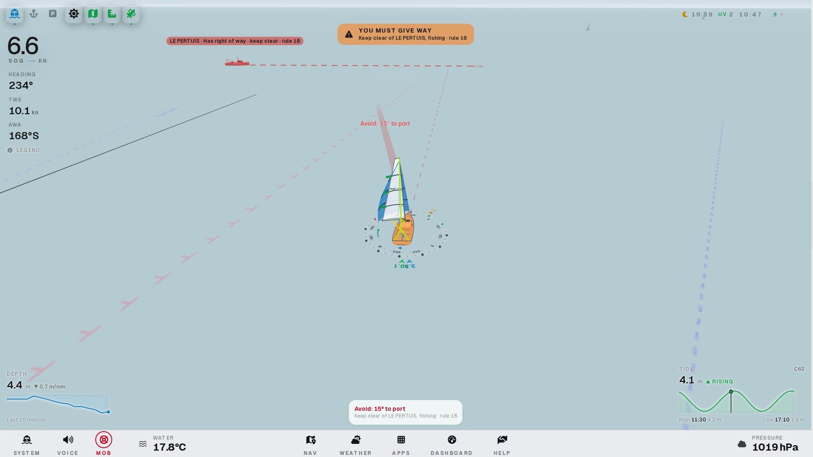 We must give way to a fishing vessel