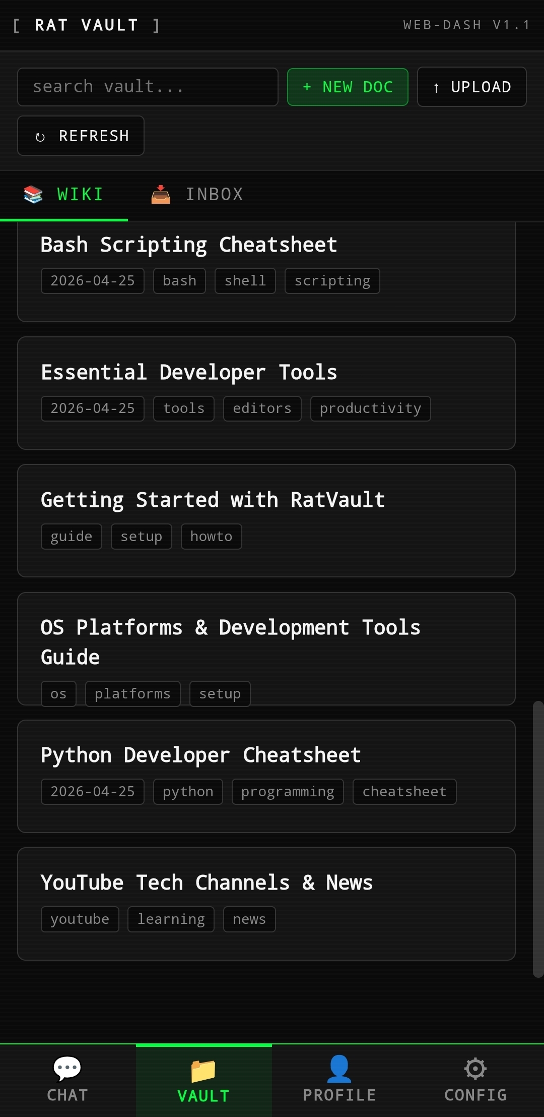 RatVault mobile — Vault