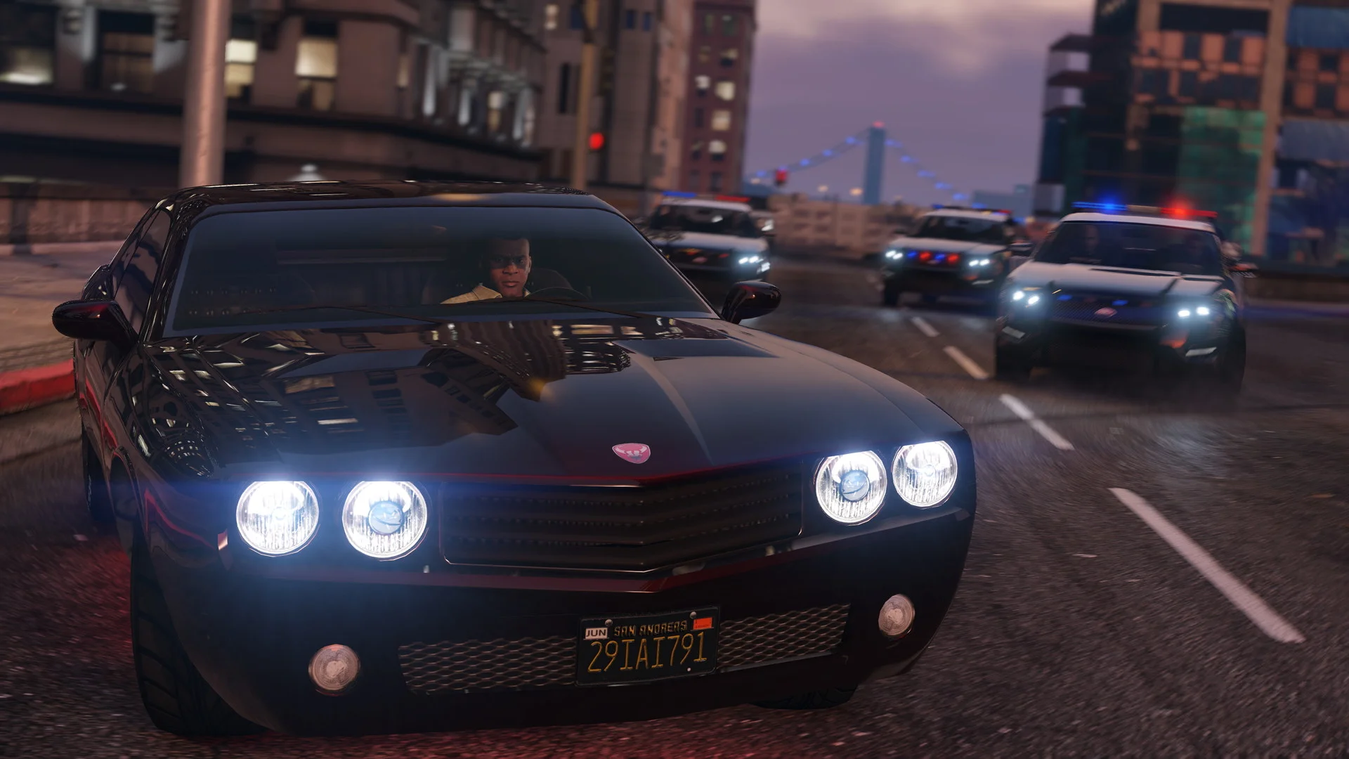 Grand Theft Auto V in-game driving scene