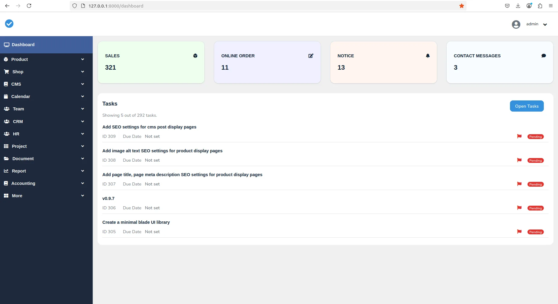 Samarium Dashboard