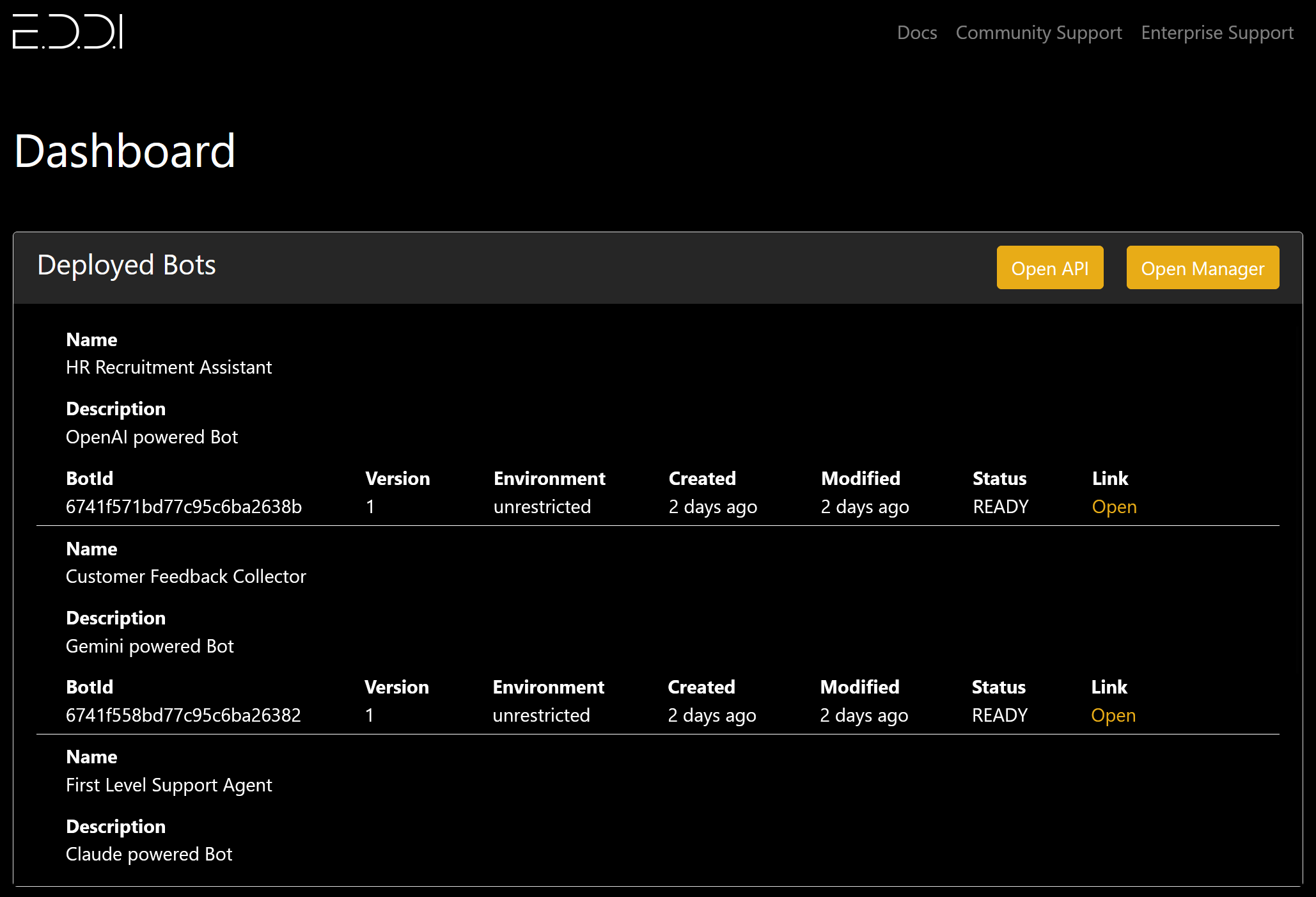 EDDI Screenshot Dashboard