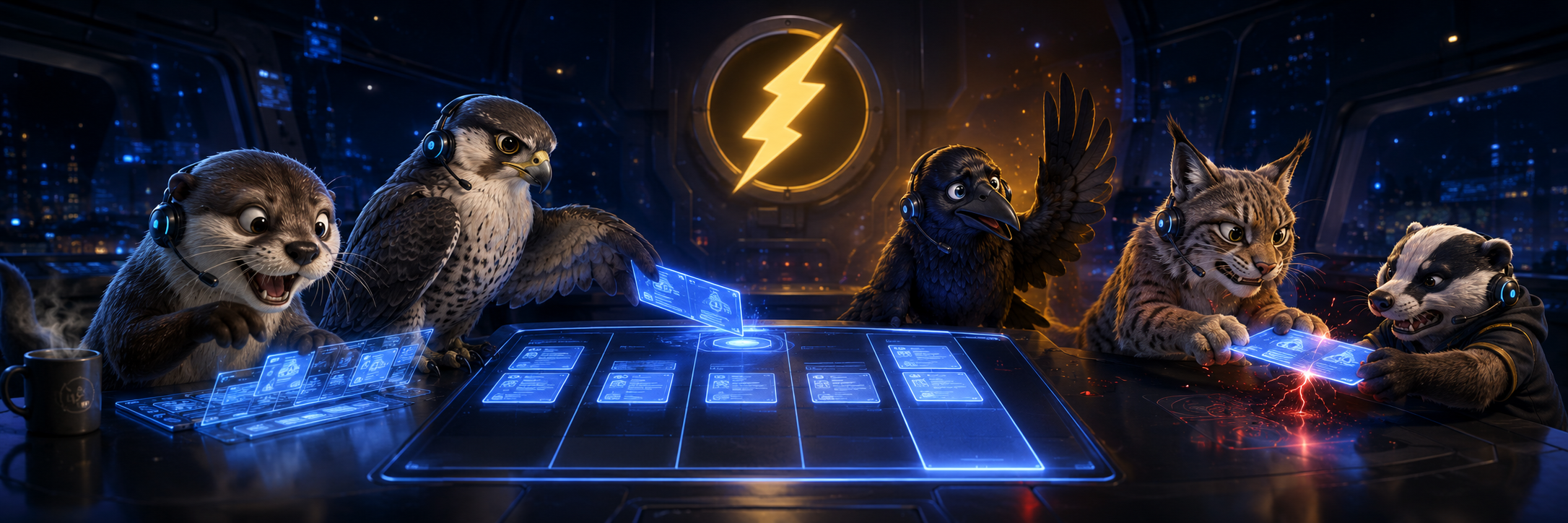 The Fleet Deck crew at their stations.