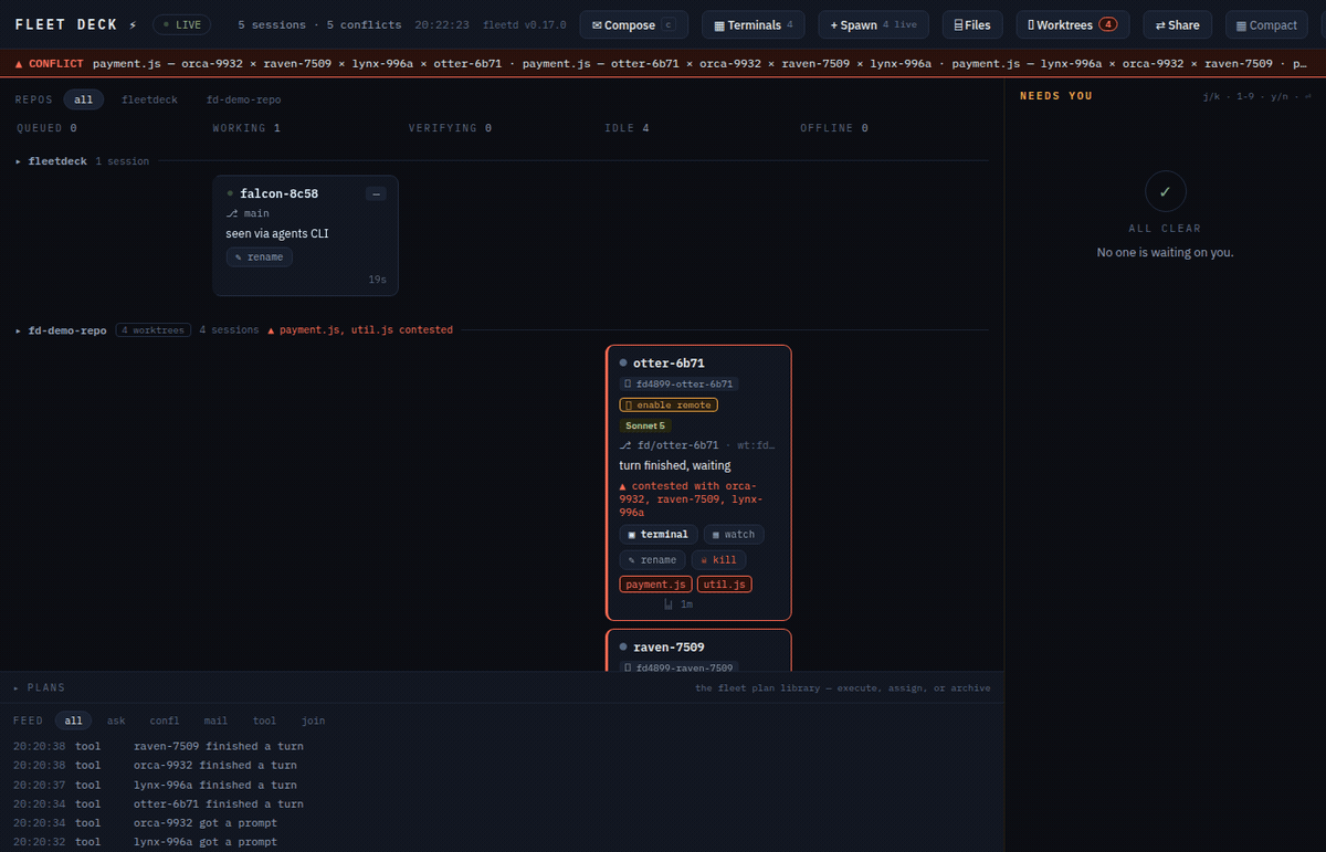 Opening a live agent's tmux pane in the board's terminal modal and typing into the running session.