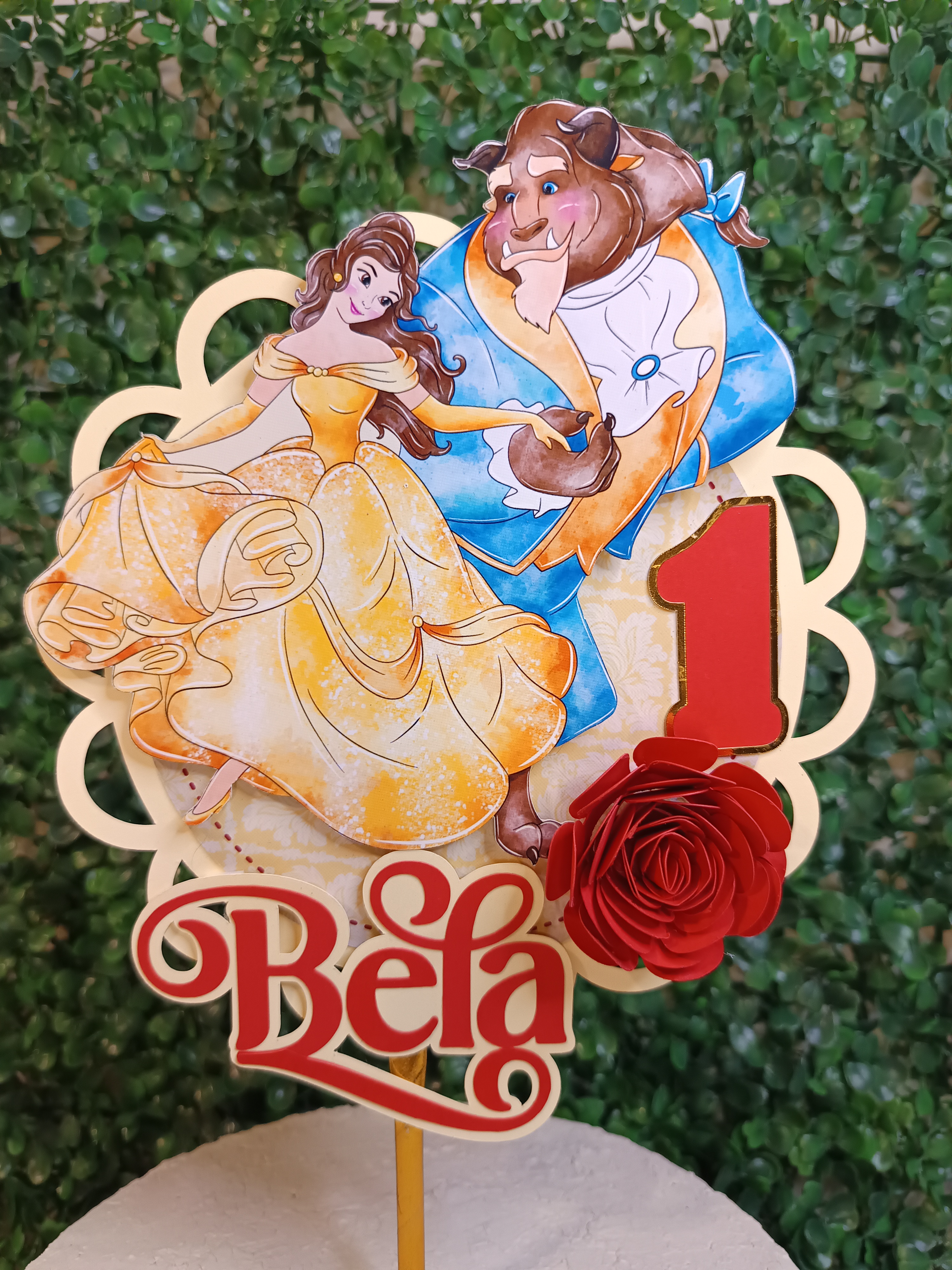 Topo de Bolo - A Bela e a Fera