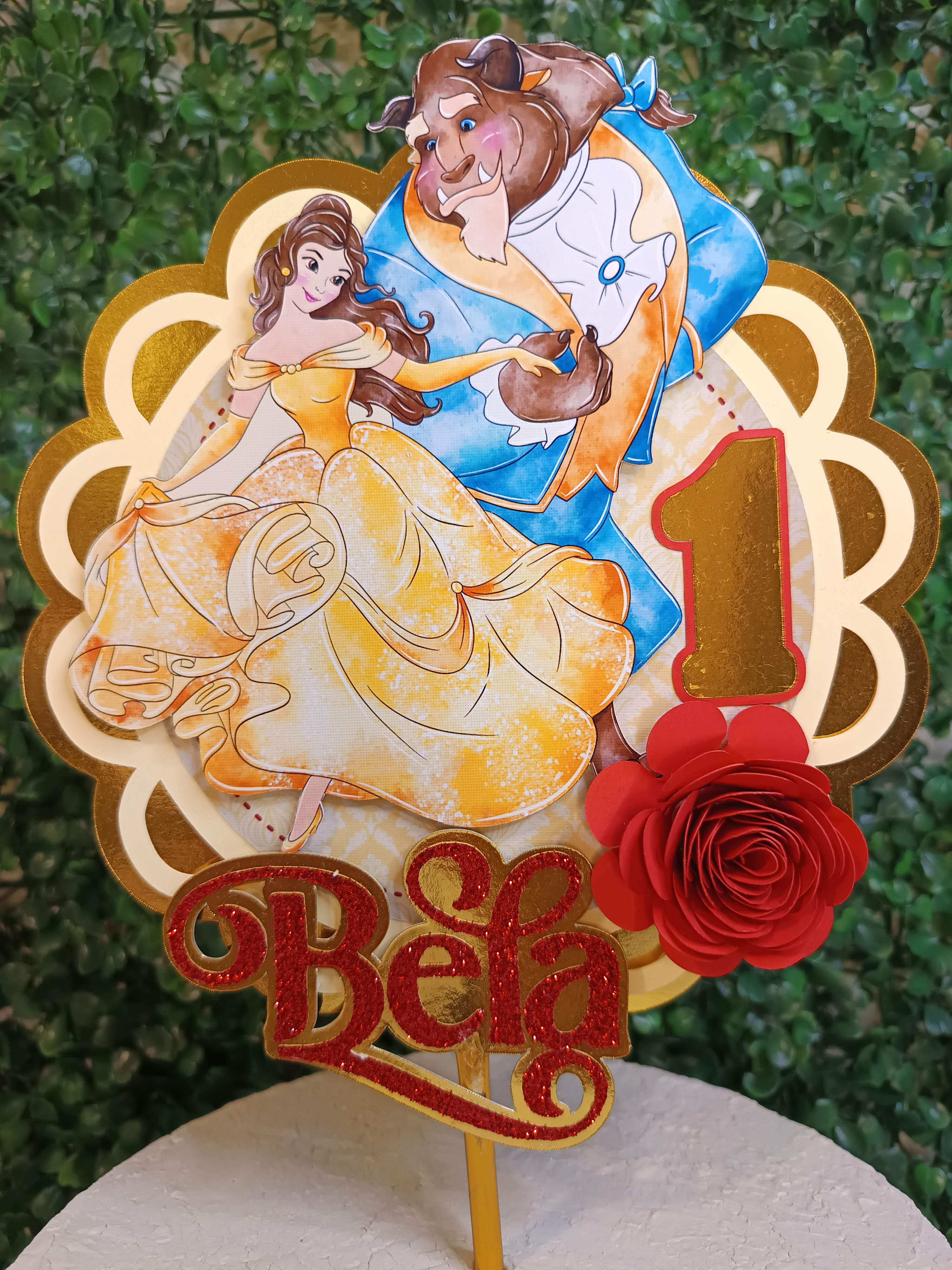 Topo de Bolo - A Bela e a Fera