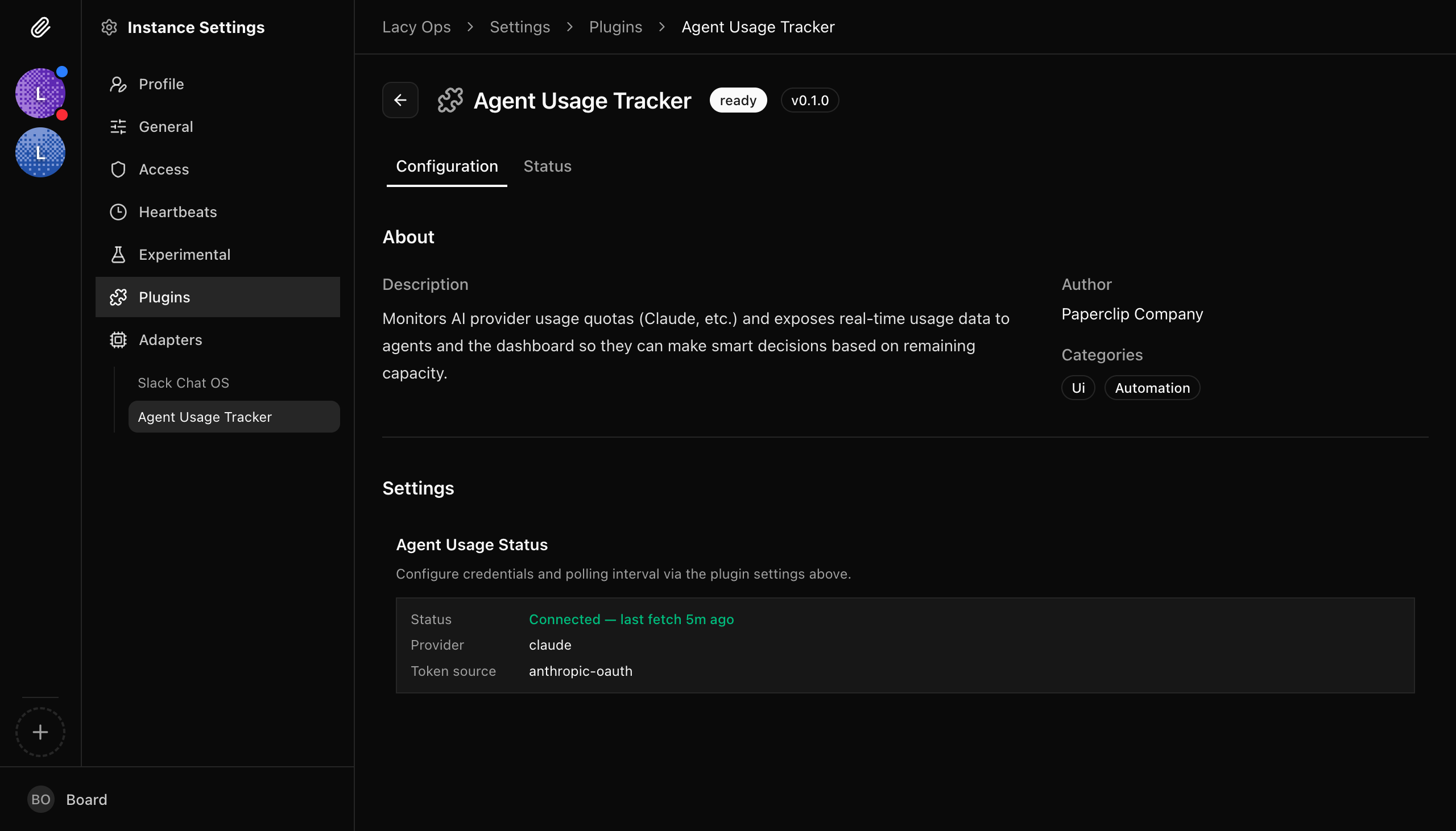 Plugin settings