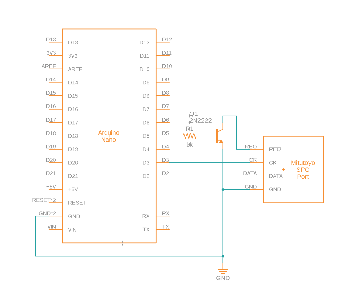 Mitutoyo SPC Arduino serial schematic